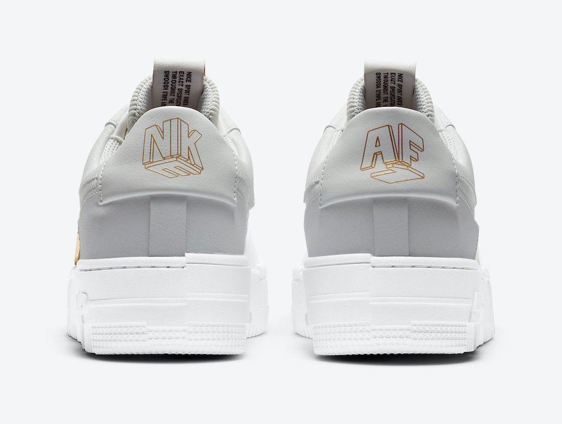 Nike Air Force 1 Pixel Grey Gold Chain - Kick Culture